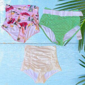 Unique Vintage 3 Single Piece Swimsuit High Waisted Bottoms Tummy Control Bikini